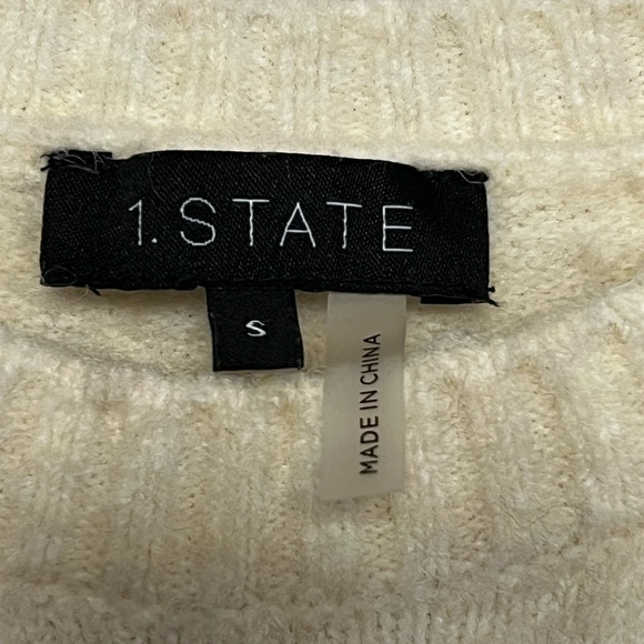 1. State Women's Cream With Pink Floral Accents Crewneck Sweater Size Small - Picture 3 of 5